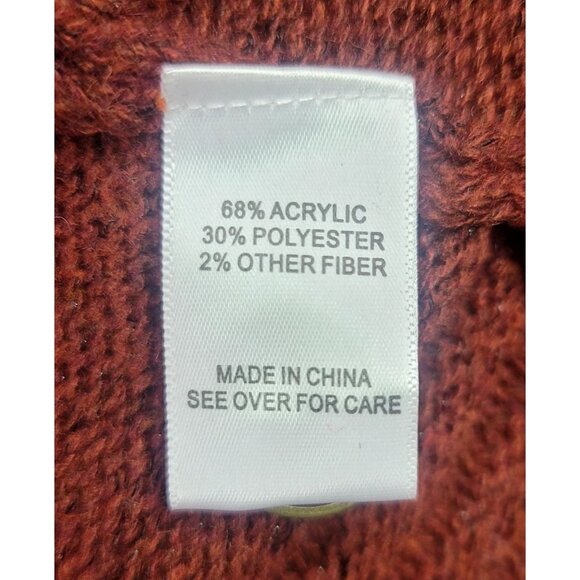 Fortune + Ivy Open Front Heavy Knit Cardigan Button Detail Small Rust - Picture 5 of 7